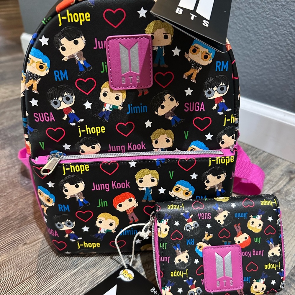 BTS x Loungefly Funko Pop! NWT mini backpack and wallet set